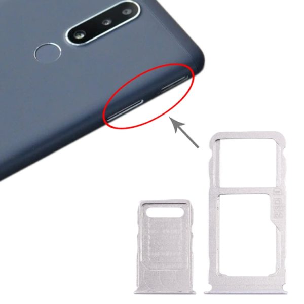 SIM Card Tray + SIM Card Tray + Micro SD Card Tray for Nokia 3.1 Plus (White) Fashion